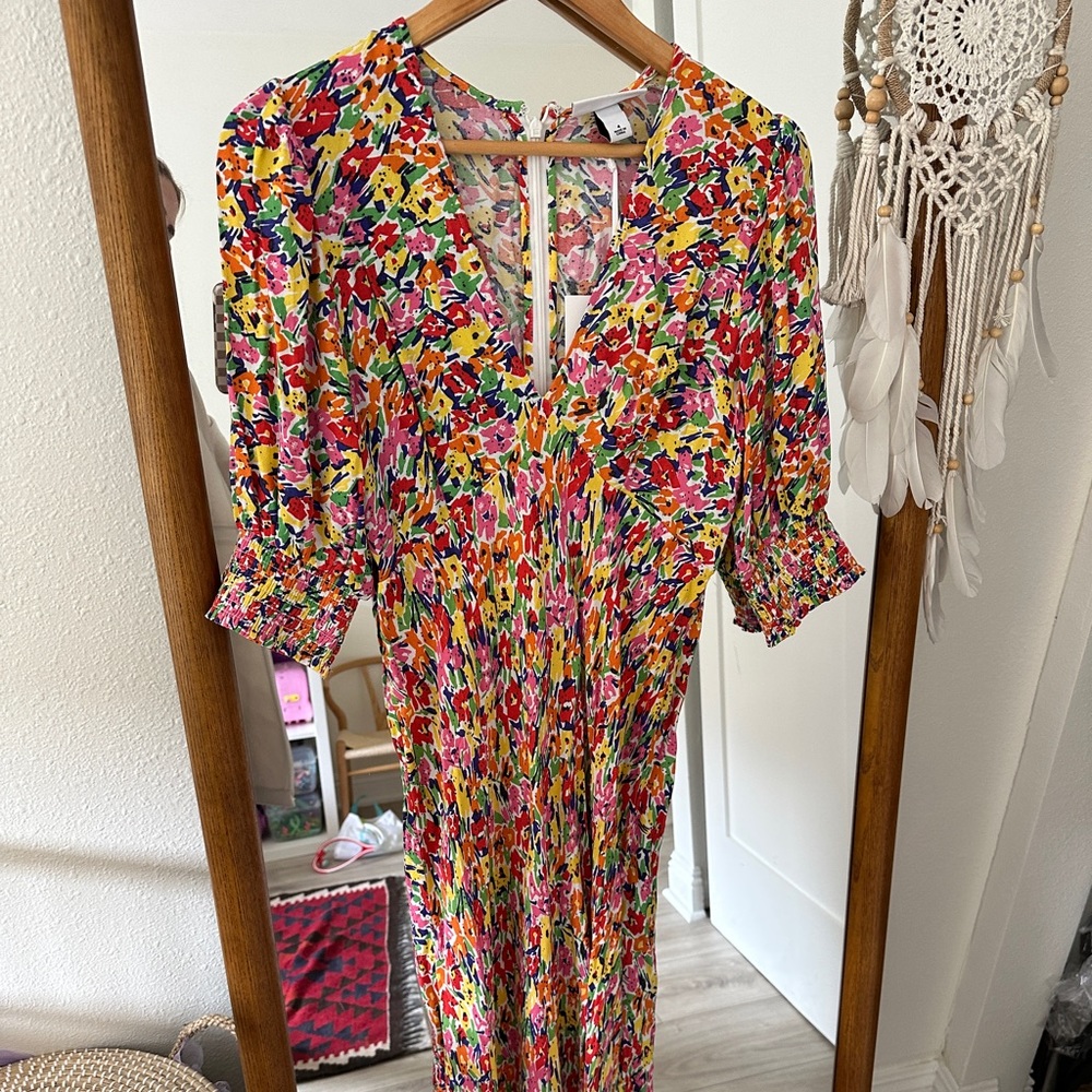 Rixo x Target collar floral midi dress NWT
